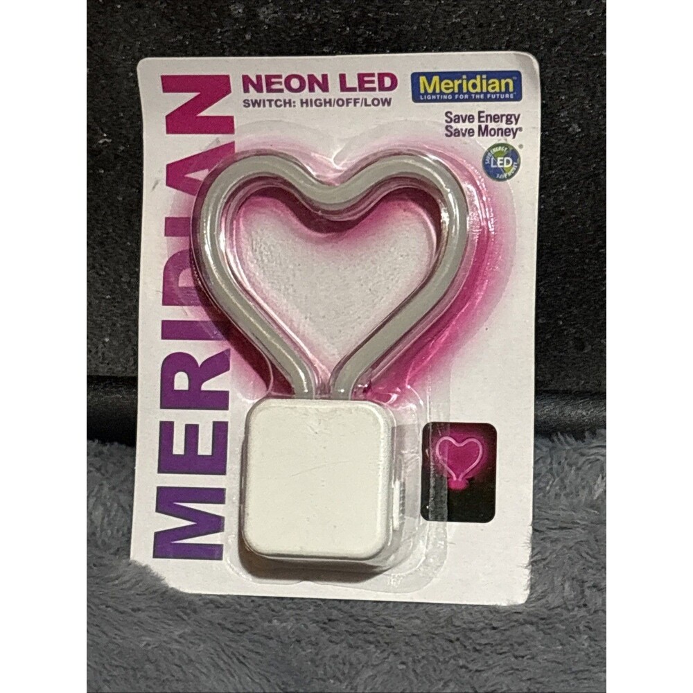 Meridian LED Pink Neon Heart Night Light, 3 Modes, 5 In Kids Bedroom Decor Girls
